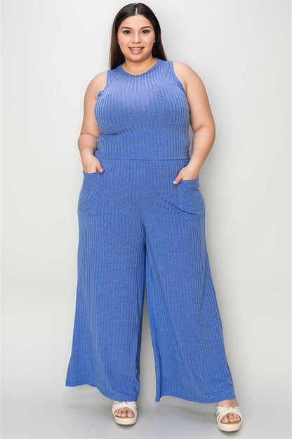 Shopbasicbae Basic Bae Full Size Ribbed Tank and Wide Leg Pants Set in Black view 23 - Basic Bae Lounge Set (top)