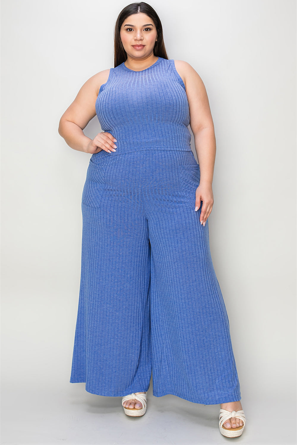 Shopbasicbae Basic Bae Full Size Ribbed Tank and Wide Leg Pants Set in Black view 24 - Basic Bae Lounge Set (top)