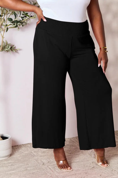 Shopbasicbae Basic Bae Full Size Smocked Wide Waistband Wide Leg Pants view 33 - Basics Pants Price (bottom)