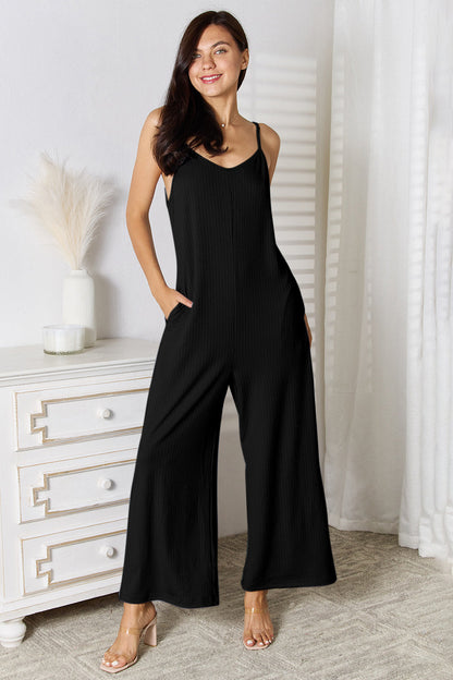 Shopbasicbae Basic Bae Full Size Spaghetti Strap V-neck Jumpsuit in Chocolate view 12 - Basic Jumpsuit Outfit (one-piece)