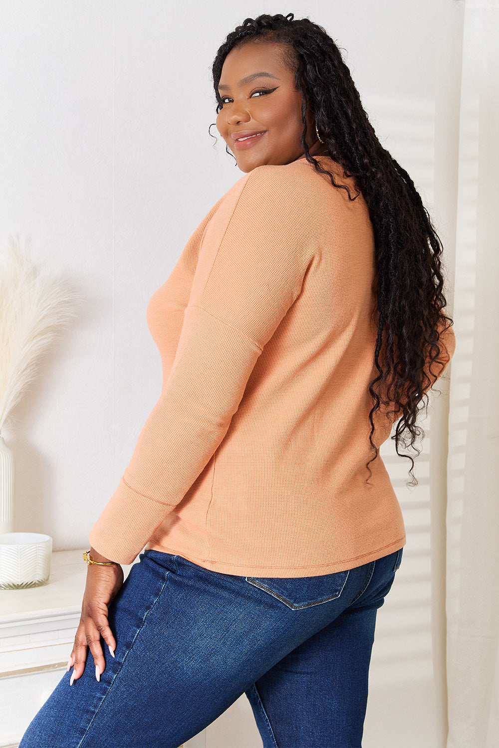 Shopbasicbae Basic Bae Half Button Long Sleeve Top view 6 - Long Top