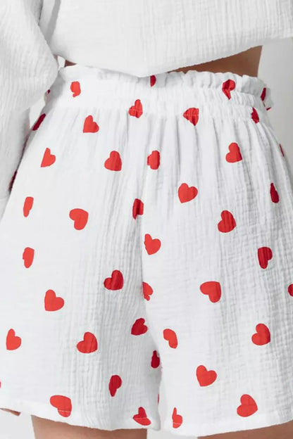 Shopbasicbae Basic Bae Heart Collared Neck Button Down Top and Shorts Set view 5 - Set Top