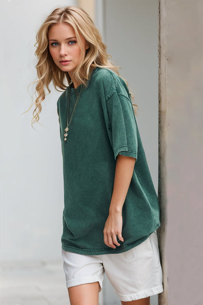 Shopbasicbae Basic Bae Round Neck Half Sleeve T-shirt in Fuchsia Pink view 14 - Half Shirt (top)