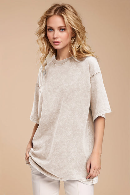 Shopbasicbae Basic Bae Round Neck Half Sleeve T-shirt in Dusty Blue view 19 - Half Shirt (top)