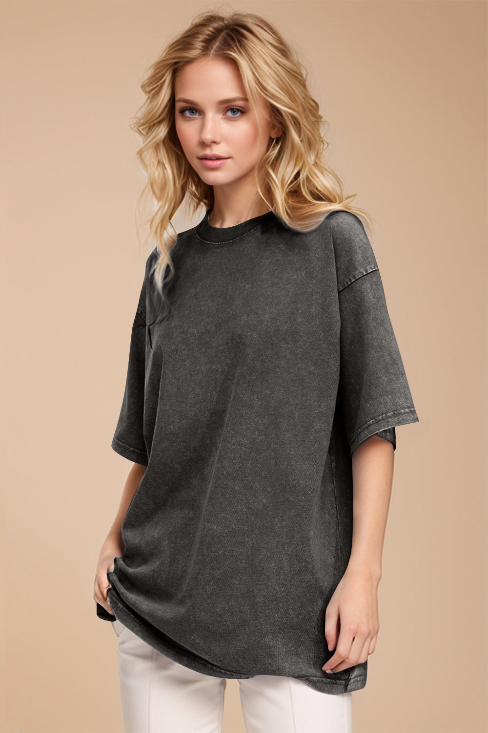 Shopbasicbae Basic Bae Round Neck Half Sleeve T-shirt in Deep Teal view 23 - Half Shirt (top)