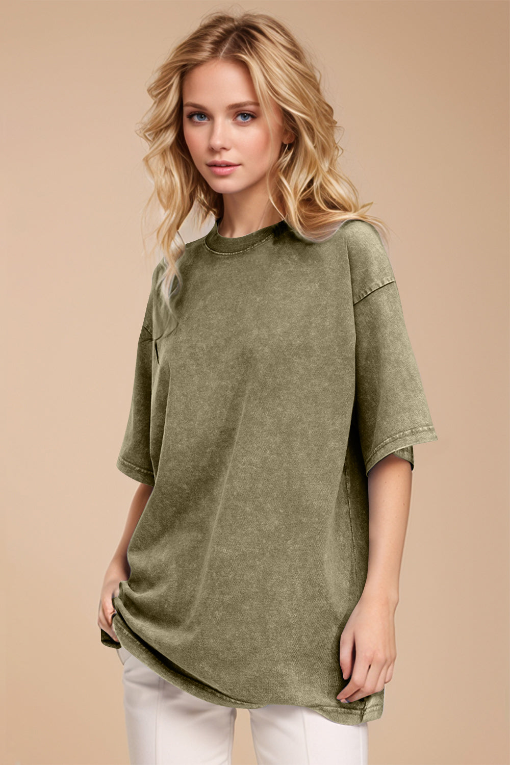 Shopbasicbae Basic Bae Round Neck Half Sleeve T-shirt in Beige view 31 - Half Shirt (top)