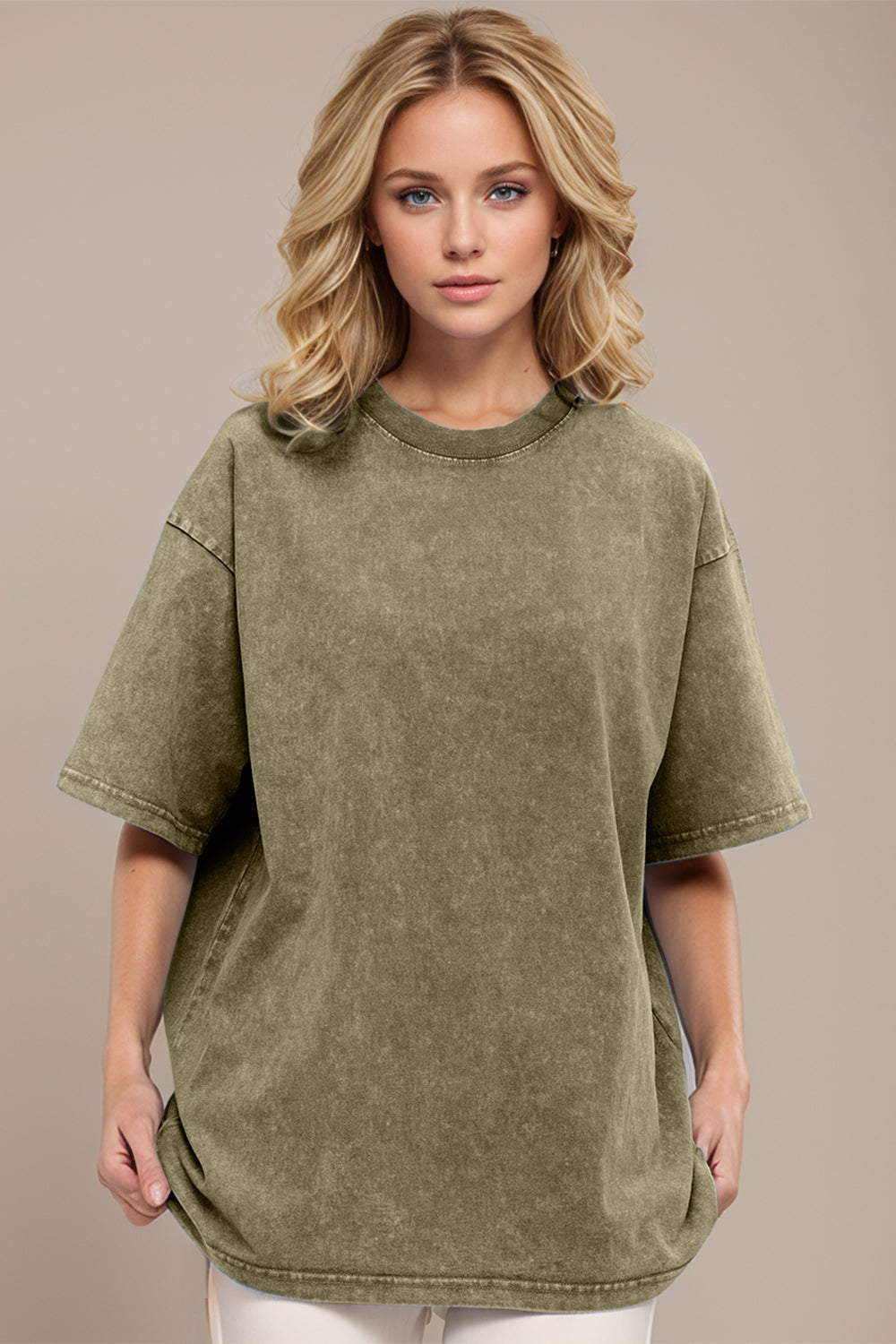 Shopbasicbae Basic Bae Round Neck Half Sleeve T-shirt in Beige view 32 - Half Shirt (top)