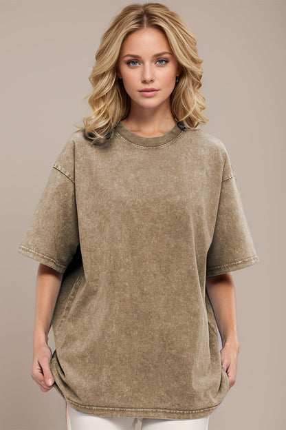 Shopbasicbae Basic Bae Round Neck Half Sleeve T-shirt in Beige view 35 - Half Shirt (top)