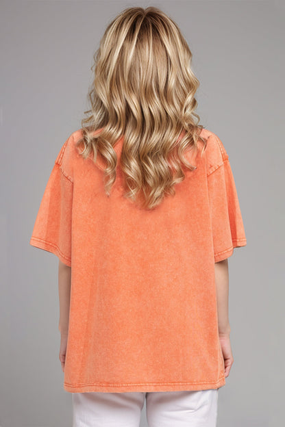 Shopbasicbae Basic Bae Round Neck Half Sleeve T-shirt in Tangerine view 6 - Half Shirt (top)