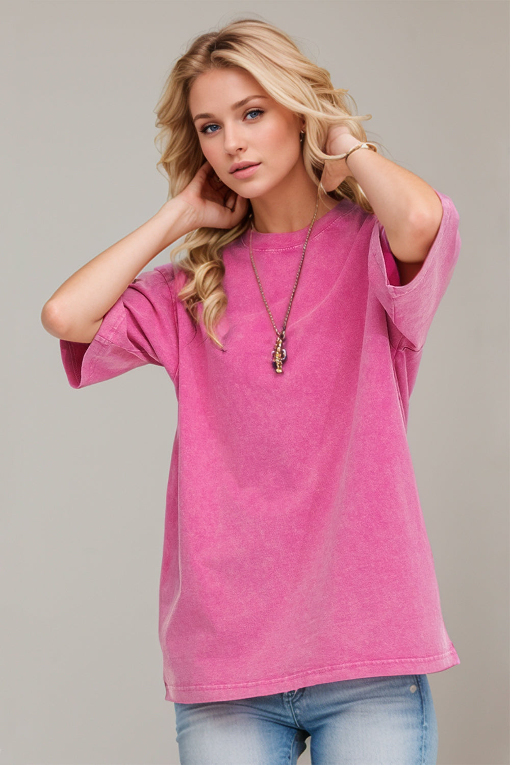 Shopbasicbae Basic Bae Round Neck Half Sleeve T-shirt in Tangerine view 7 - Half Shirt (top)