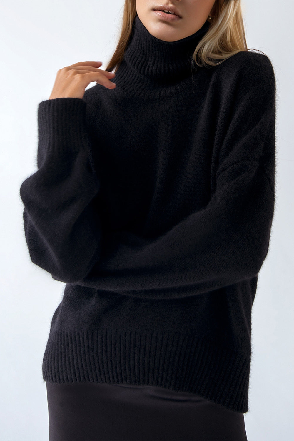 Shopbasicbae Basic Bae Turtleneck Dropped Shoulder Long Sleeve Sweater view 14 - Long Sweater (top)