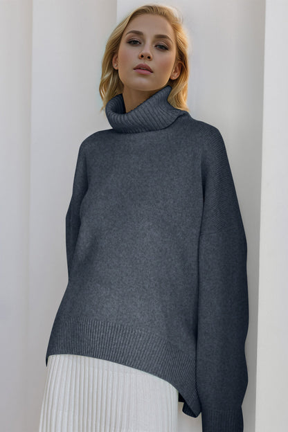 Shopbasicbae Basic Bae Turtleneck Dropped Shoulder Long Sleeve Sweater view 29 - Long Sweater (top)
