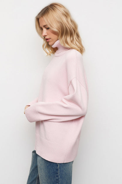 Shopbasicbae Basic Bae Turtleneck Dropped Shoulder Long Sleeve Sweater in White view 3 - Long Sweater (top)