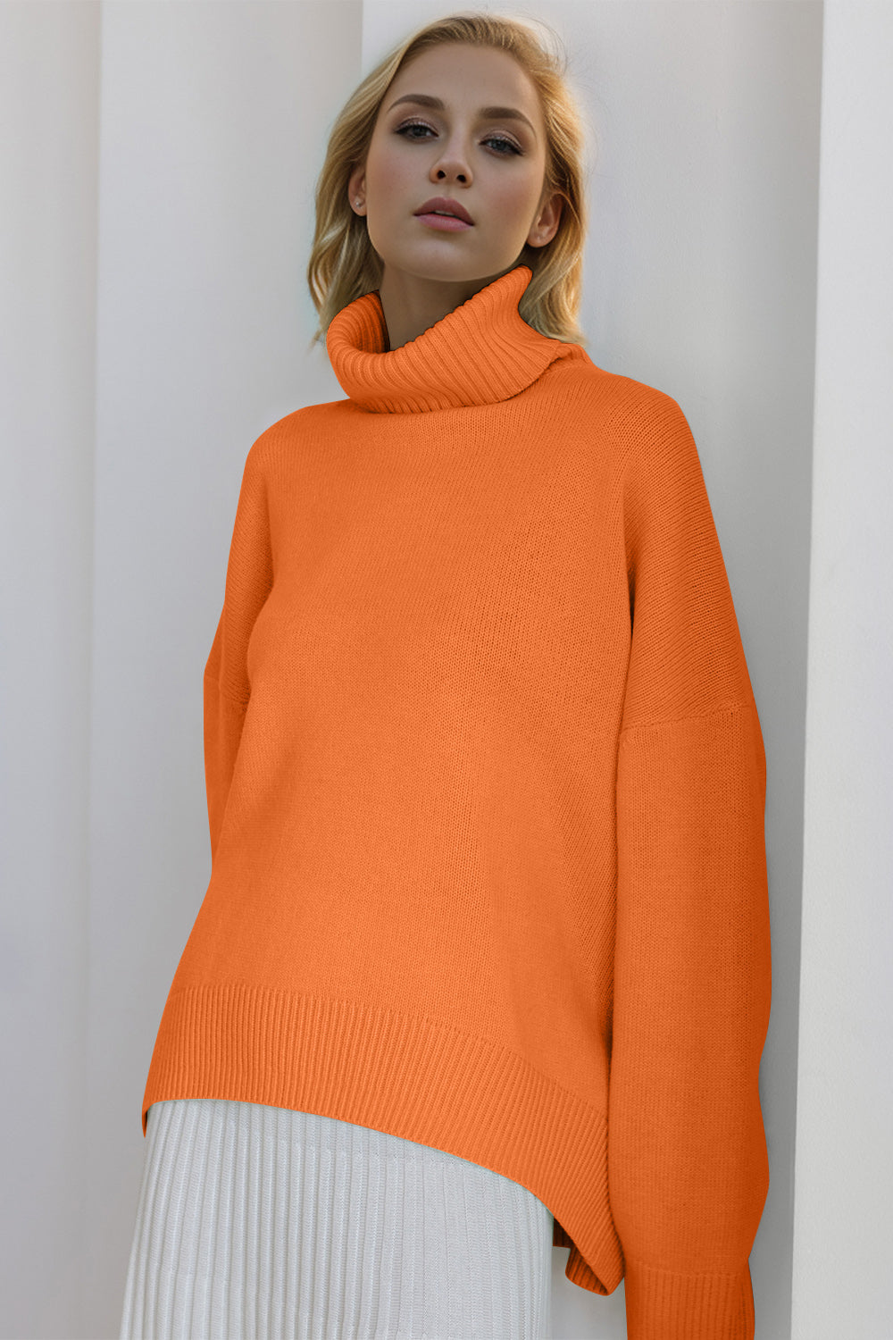 Shopbasicbae Basic Bae Turtleneck Dropped Shoulder Long Sleeve Sweater view 33 - Long Sweater (top)