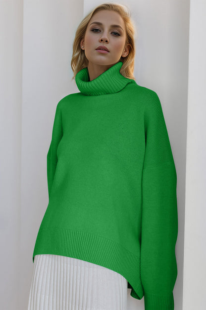 Shopbasicbae Basic Bae Turtleneck Dropped Shoulder Long Sleeve Sweater view 34 - Long Sweater (top)