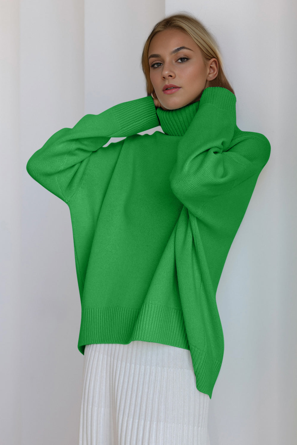 Shopbasicbae Basic Bae Turtleneck Dropped Shoulder Long Sleeve Sweater view 35 - Long Sweater (top)