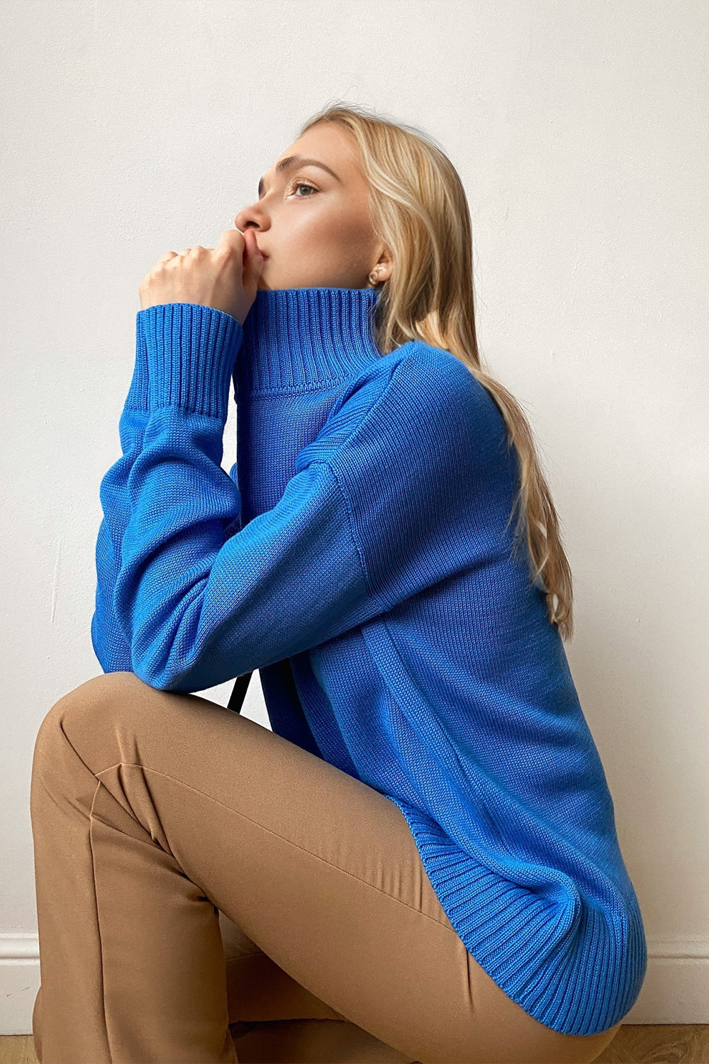 Shopbasicbae Basic Bae Turtleneck Dropped Shoulder Long Sleeve Sweater in White view 4 - Long Sweater (top)
