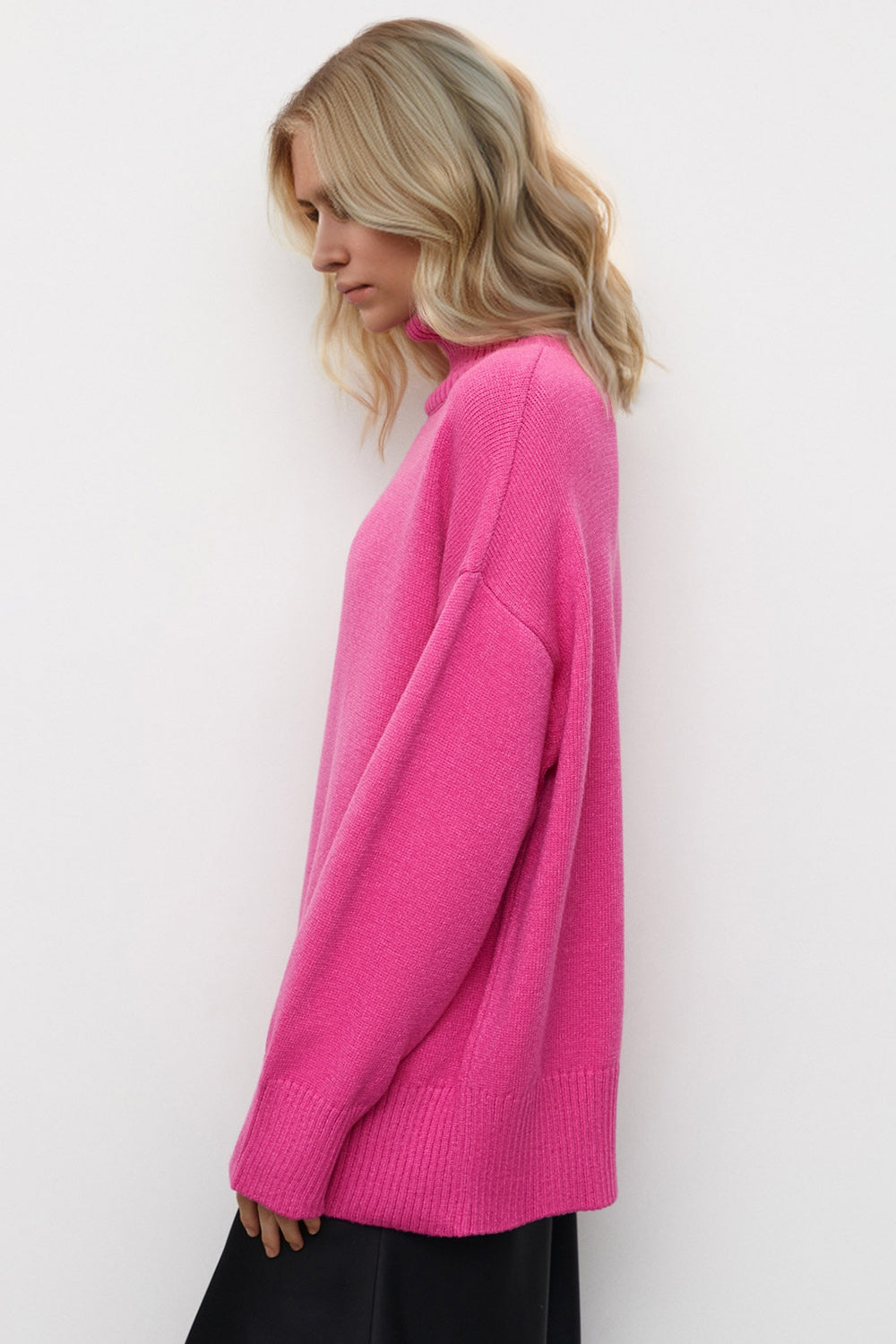 Shopbasicbae Basic Bae Turtleneck Dropped Shoulder Long Sleeve Sweater view 6 - Long Sweater (top)