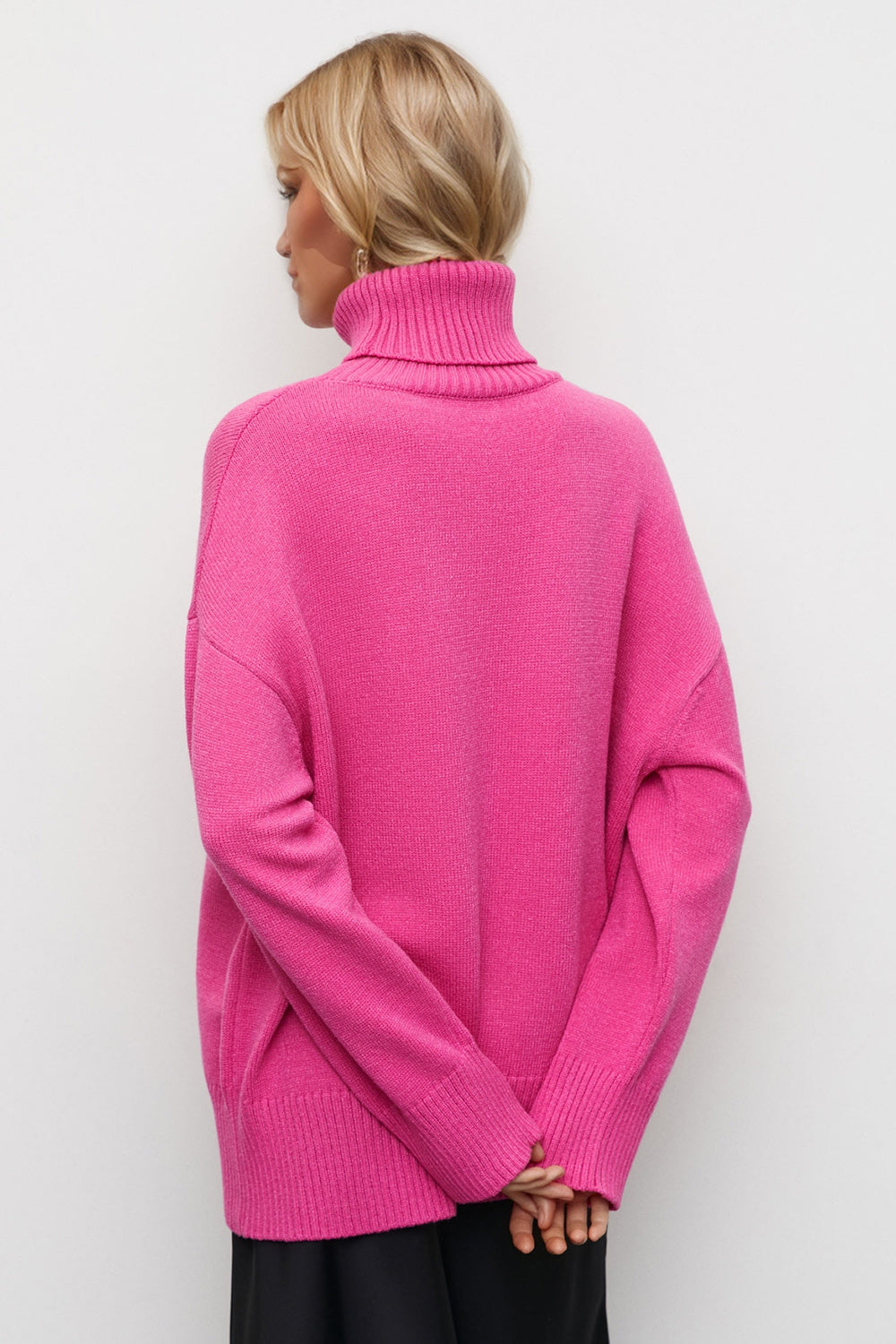 Shopbasicbae Basic Bae Turtleneck Dropped Shoulder Long Sleeve Sweater view 7 - Long Sweater (top)