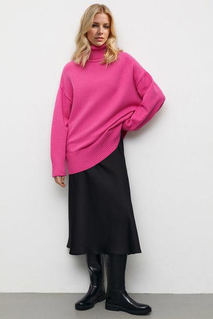 Shopbasicbae Basic Bae Turtleneck Dropped Shoulder Long Sleeve Sweater view 8 - Long Sweater (top)