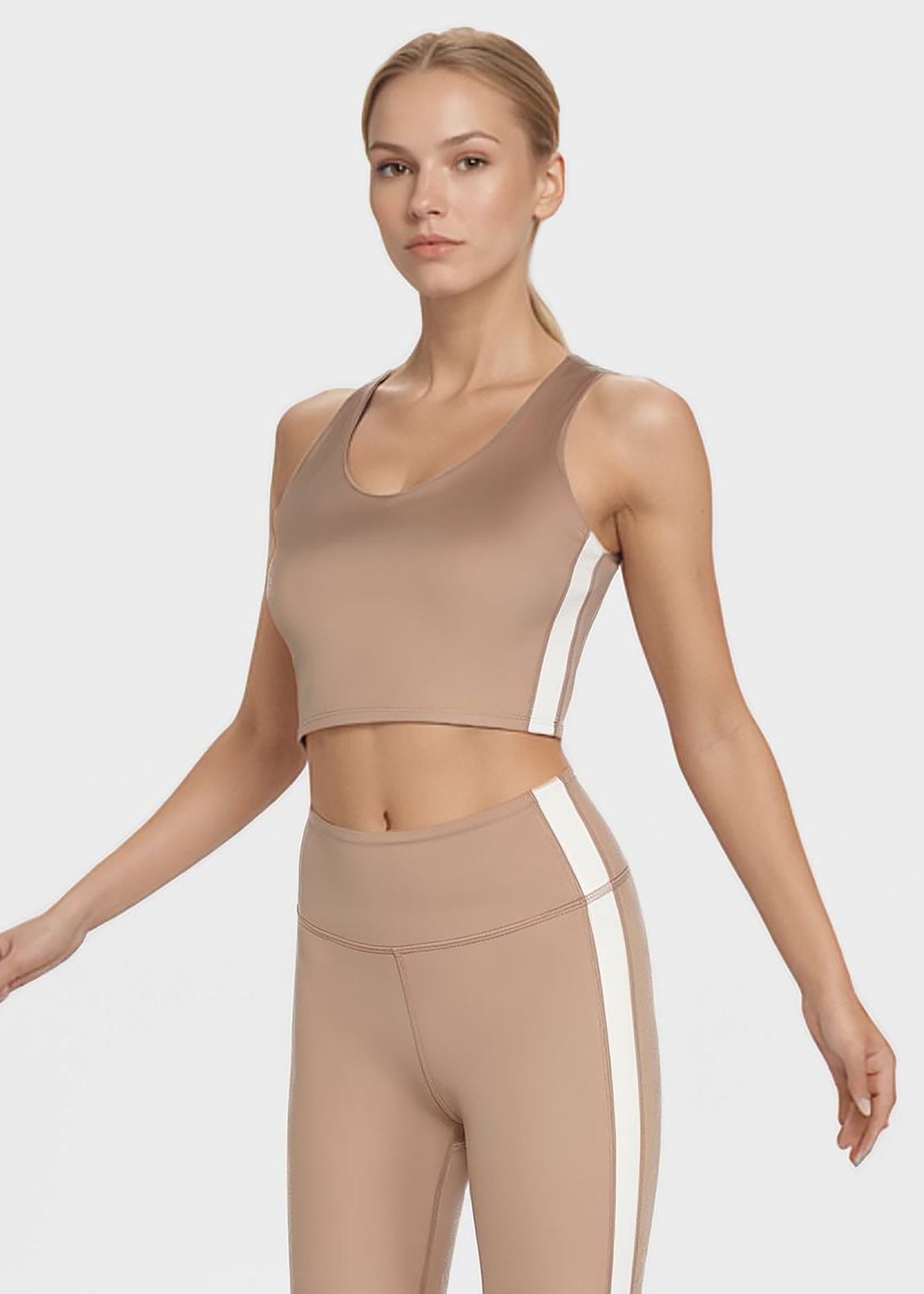 Side Split Crop Top – Four-way Stretch, Made in USA in Clay view 12 - Comfort Stretch - Split Tank Top