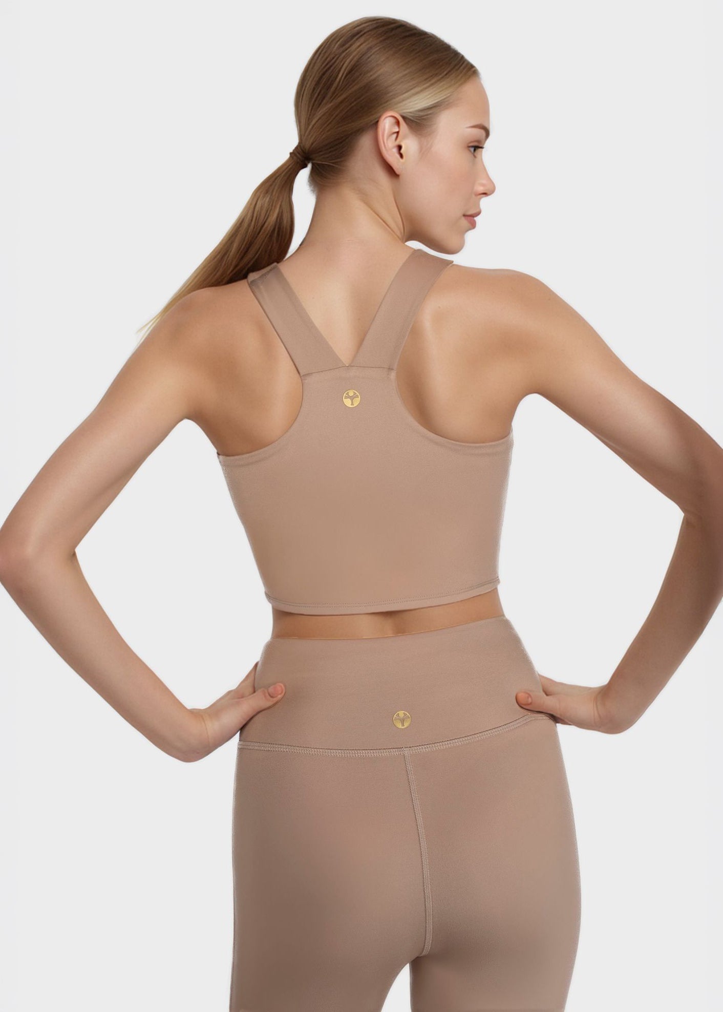 Side Split Crop Top – Four-way Stretch, Made in USA in Clay view 14 - Comfort Stretch - Split Tank Top