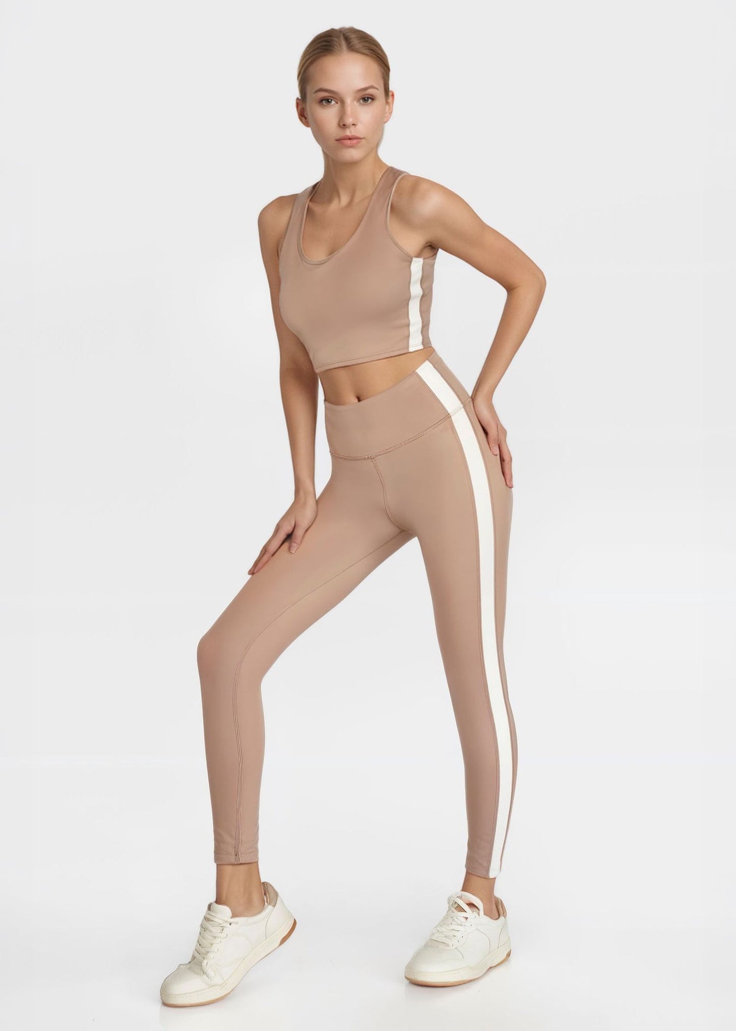Side Split Crop Top – Four-way Stretch, Made in USA in Clay view 15 - Comfort Stretch - Split Tank Top