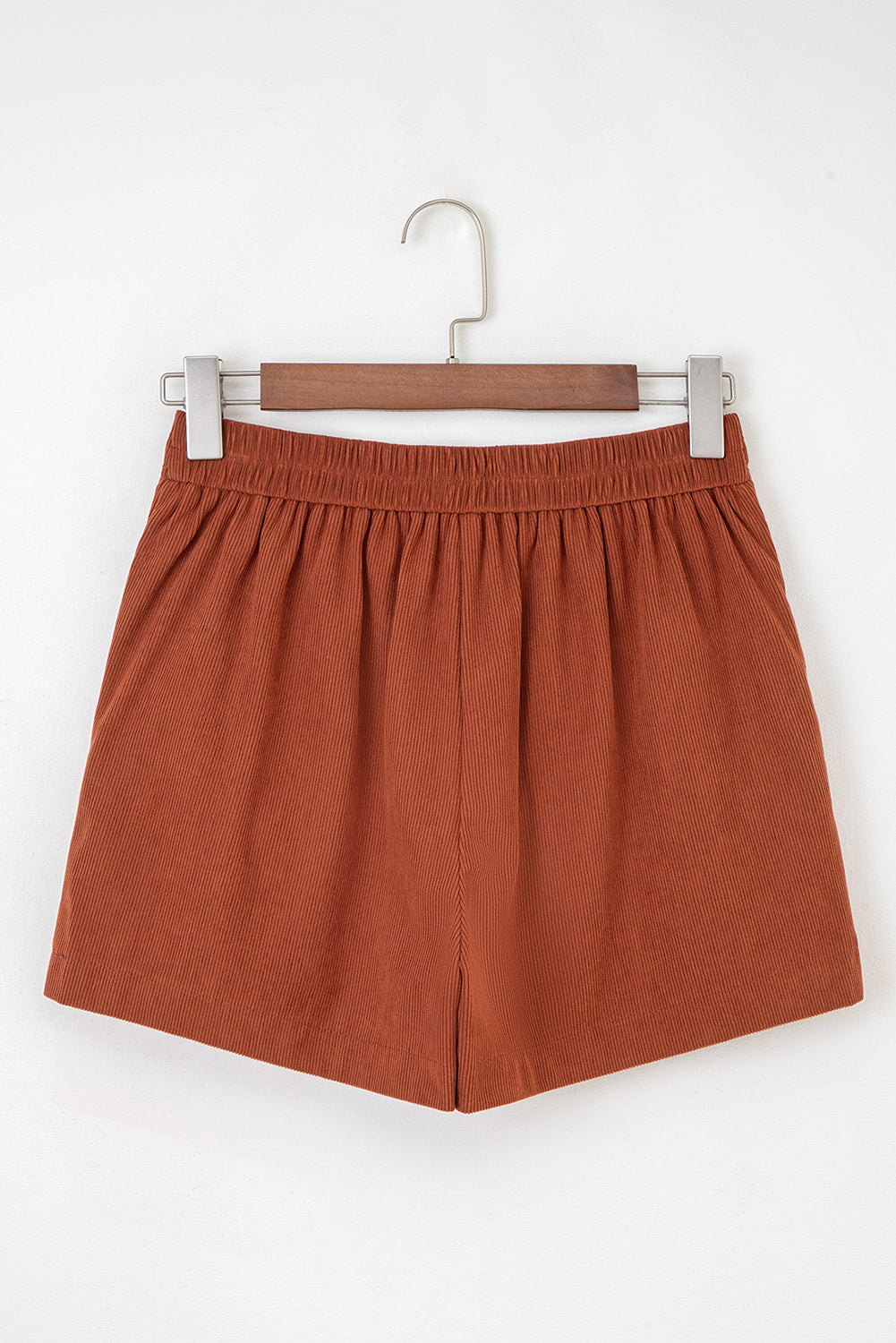 Sienna Button Decor Scalloped Edge High Waist Corduroy Shorts view 8 - High-Waisted - Red Button Sienna Shorts (bottom)