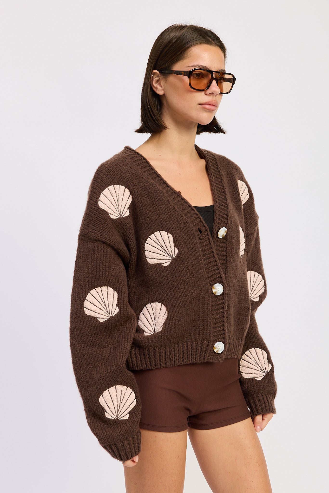 Sierra Cardigan in Mocha Pink view 2 - Sierra Cardigan Llama Wool (top)