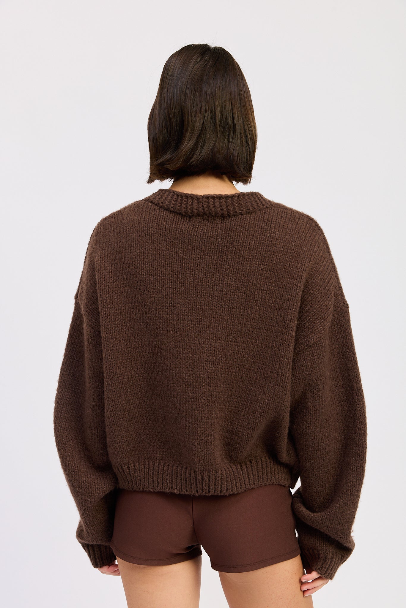 Sierra Cardigan in Mocha Pink view 3 - Sierra Cardigan Llama Wool (top)