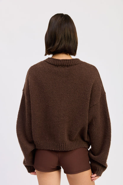 Sierra Cardigan in Mocha Pink view 3 - Sierra Cardigan Llama Wool (top)