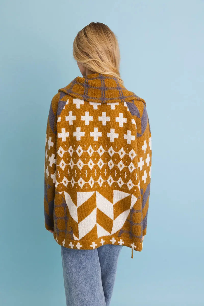 Sierra Spirit Geometric Street Style Knit Cardigan Top - MeeeShop Women's Fashion