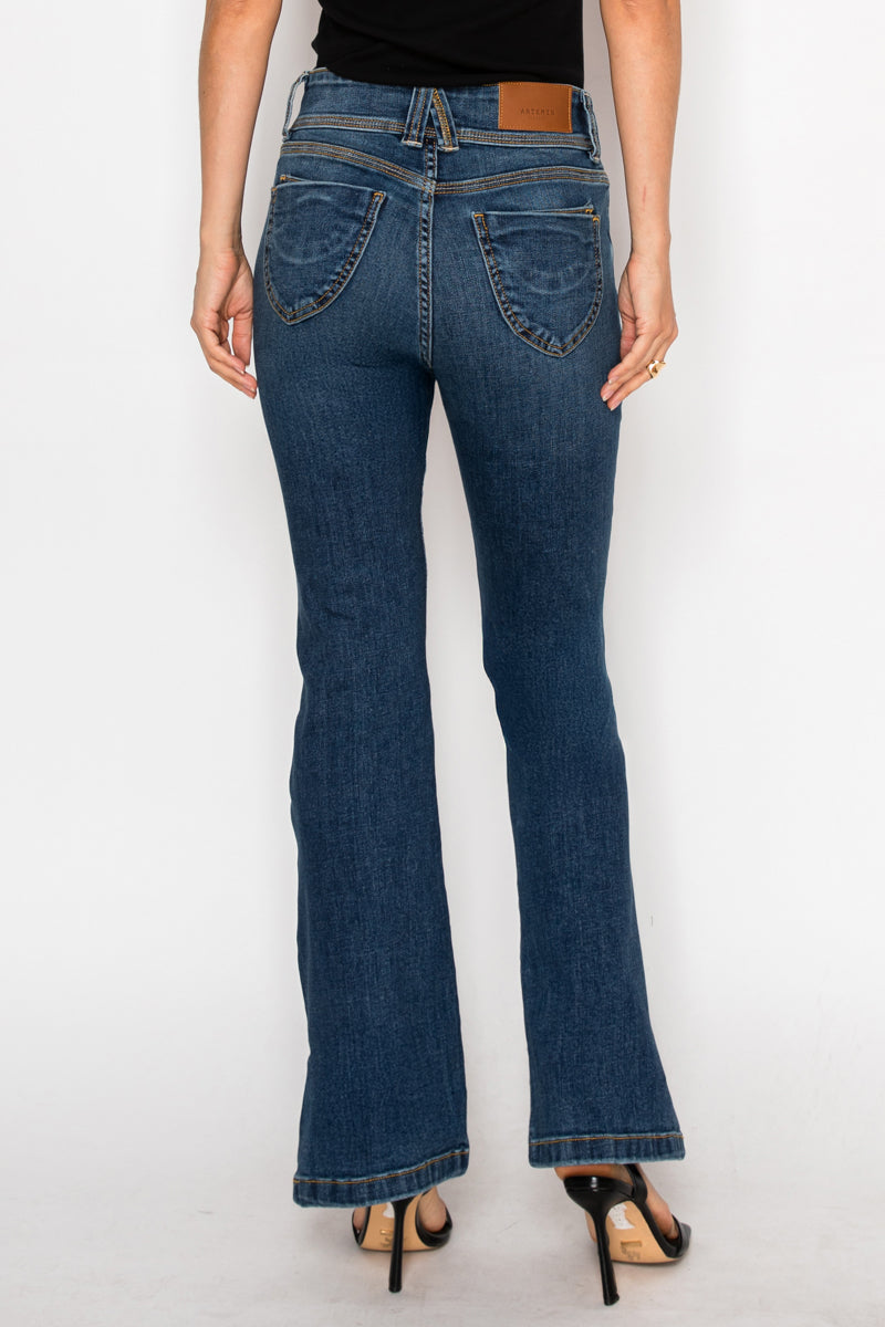 Simone Tummy Control High Rise Bootcut Jeans in 7 (27) view 4 - High-Waisted (bottom)