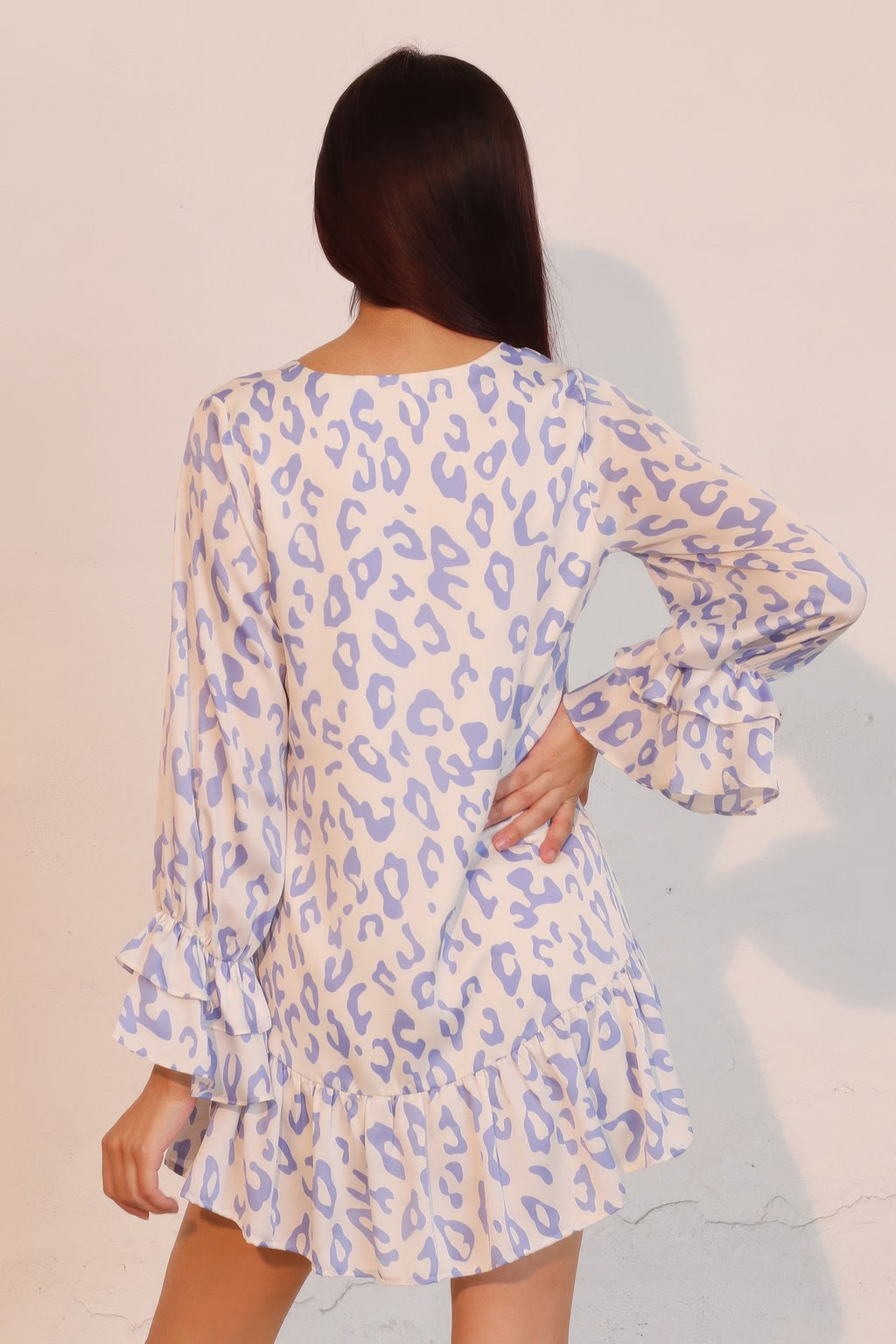 Simple Leopard Dress with Ruffle Cuff view 4 (dress) - simple leopard print nails, simple leopard print - shop at us.meeeshop