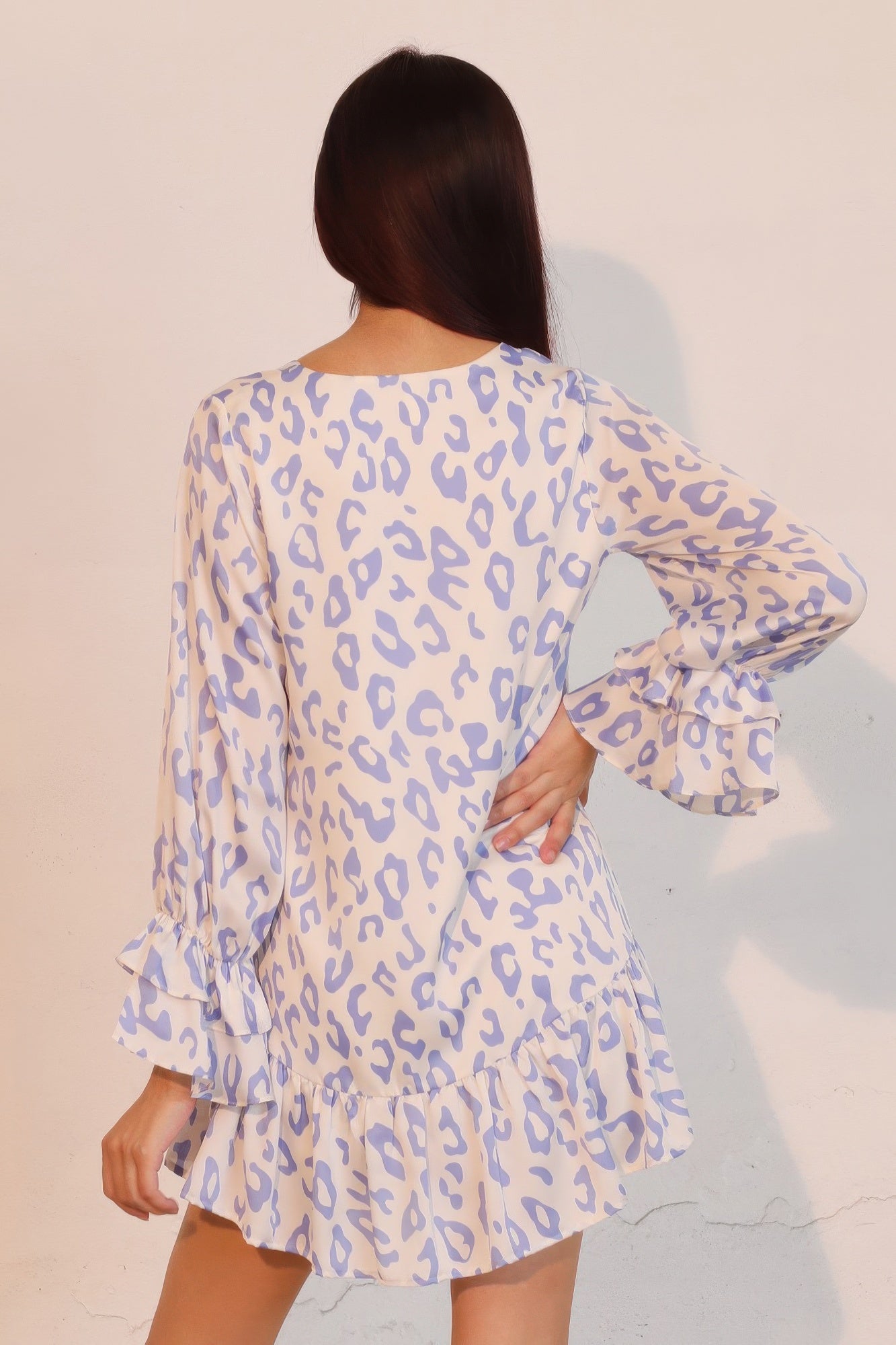 Simple Leopard Dress with Ruffle Cuff view 4 (dress) - simple leopard print nails, simple leopard print - shop at us.meeeshop