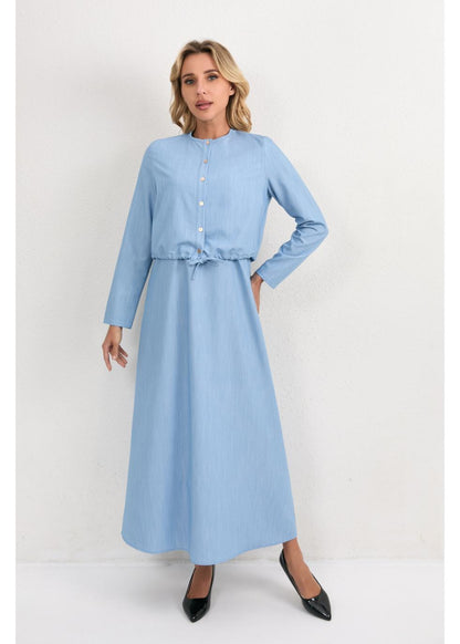 Sky Blue Ease Midi Set in L view 4 - Sky Blue Set Women (dress)