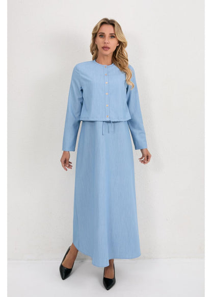 Sky Blue Ease Midi Set in M view 3 - Sky Blue Set Women (dress)