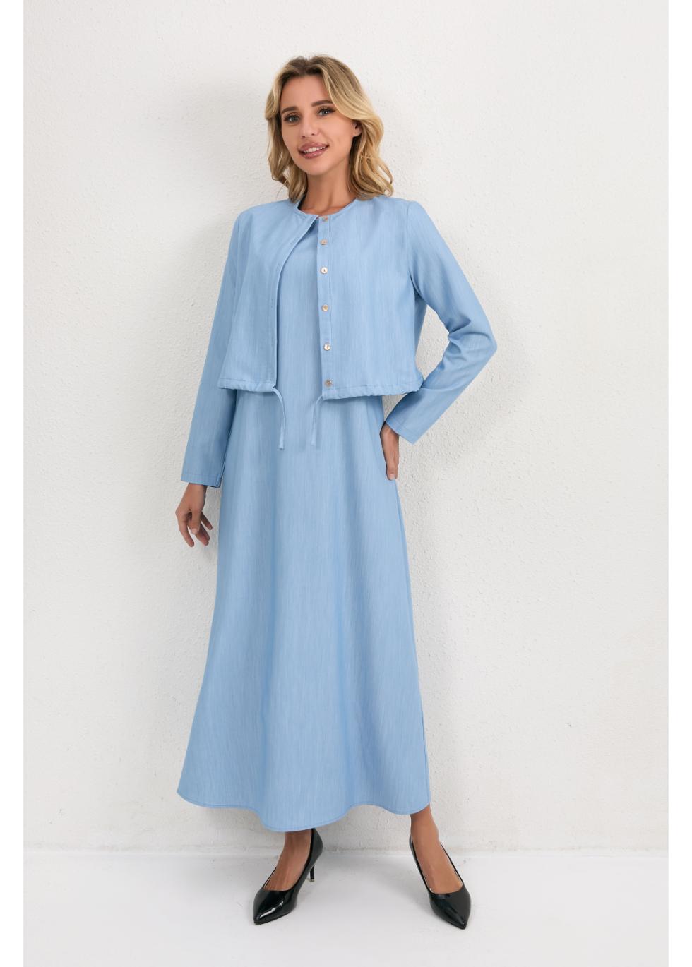 Sky Blue Ease Midi Set view 6 - Sky Blue Set Women (dress)
