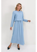 Sky Blue Ease Midi Set XS (dress) - sky blue set women, sky blue set mundu, sky blue set jewellery - shop at us.meeeshop