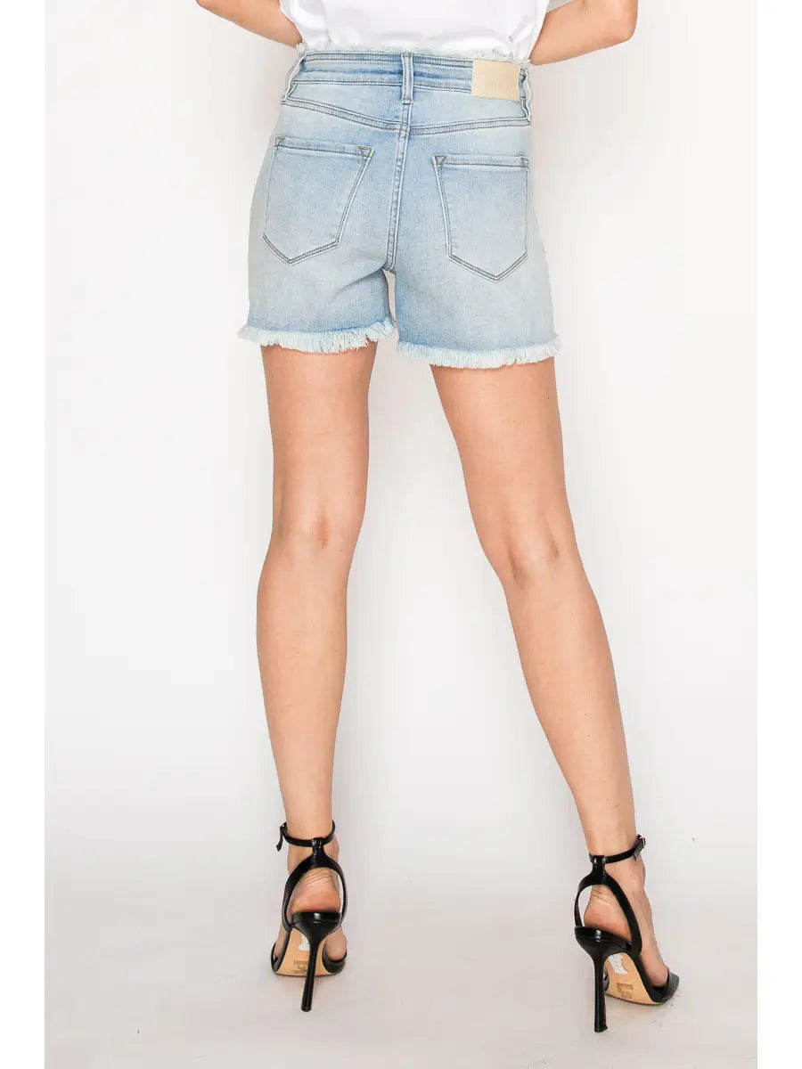 Skye High Rise Crossover Denim Shorts in L view 4 - High-Waisted - Sky High Shorts (bottom)