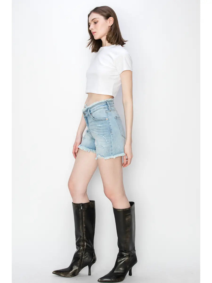 Skye High Rise Crossover Denim Shorts view 6 - High-Waisted - Sky High Shorts (bottom)