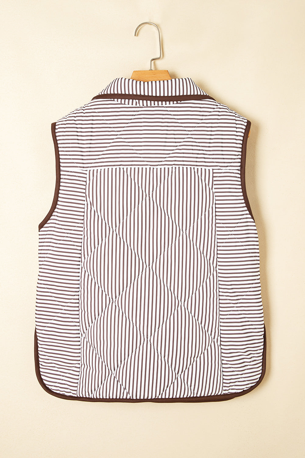 skylar striped snap Skylar Striped Snap Button Scalloped Hem Winter Vest - Brown view 4 (piece) - shop at us.meeeshop