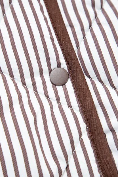 skylar striped snap Skylar Striped Snap Button Scalloped Hem Winter Vest - Brown view 6 (piece) - shop at us.meeeshop