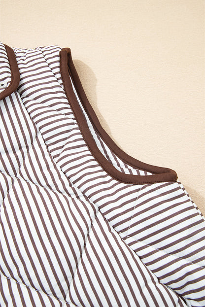skylar striped snap Skylar Striped Snap Button Scalloped Hem Winter Vest - Brown view 7 (piece) - shop at us.meeeshop