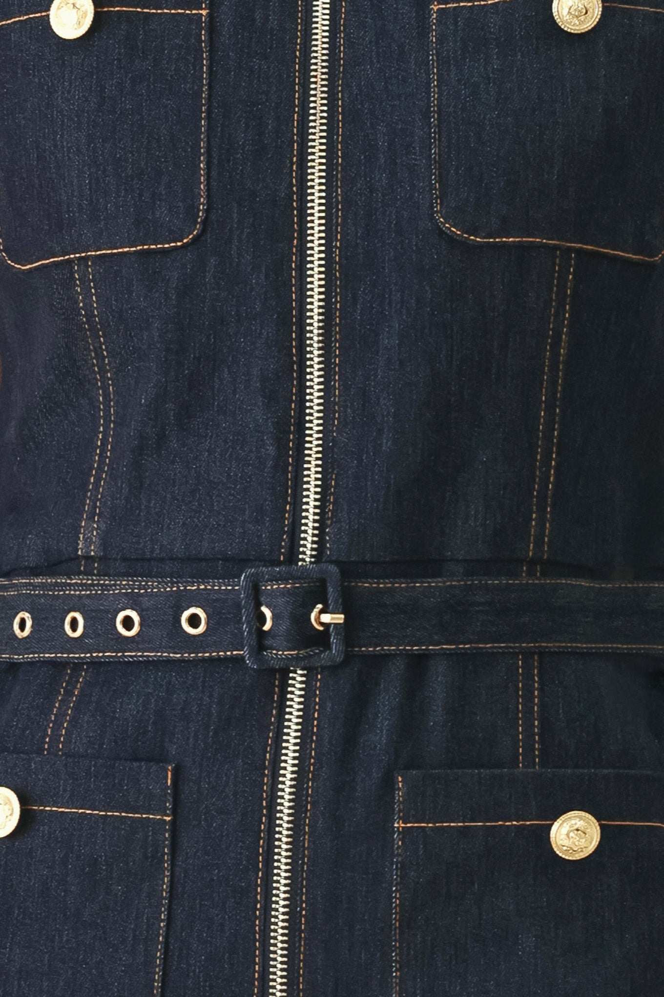 Sleeveless Workwear Denim Jumpsuit view 7 - Casual Office Outfit (bottom)