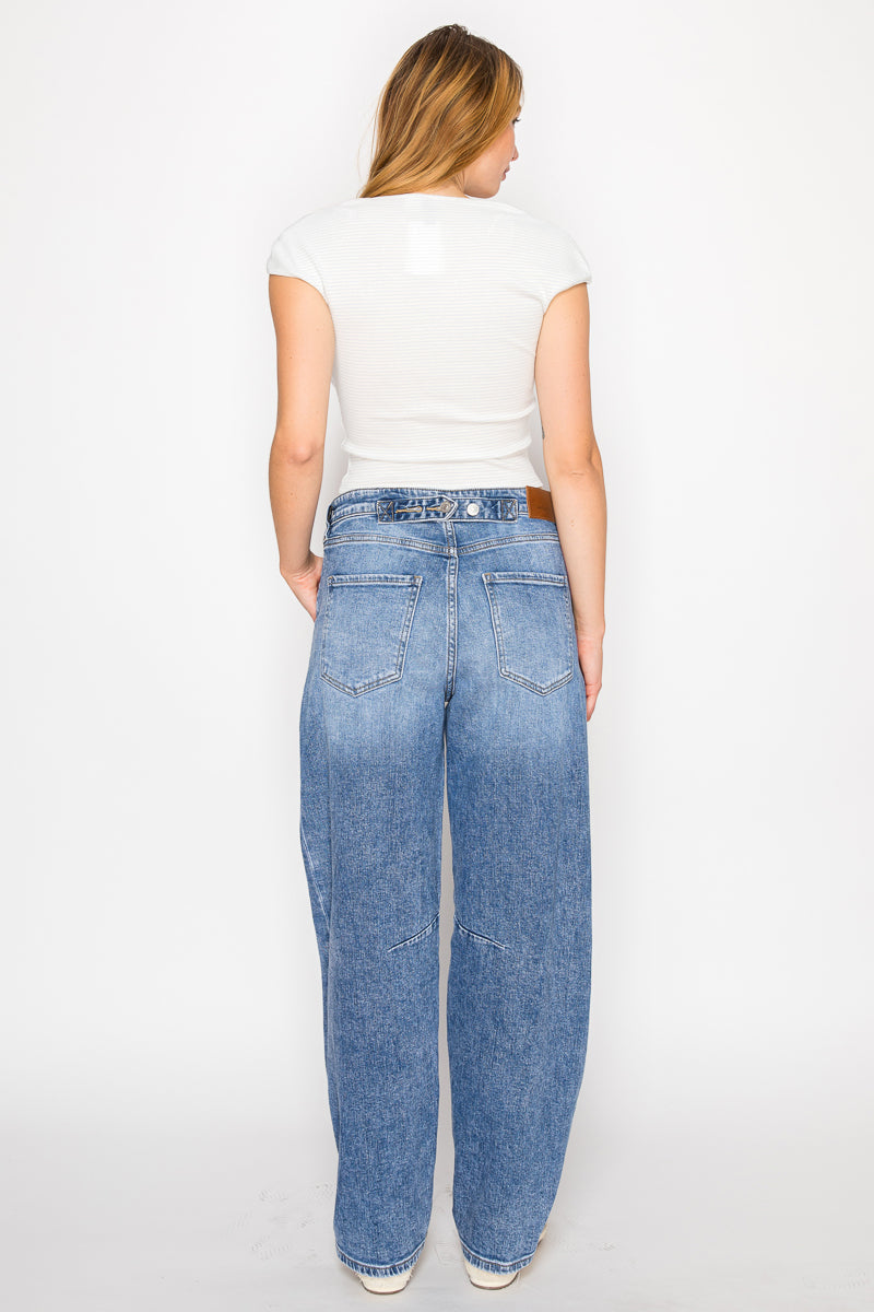 Sloane Adjustable Strap Waistband Barrel Jeans in 3 (25) view 2 (bottom)