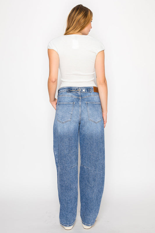 Sloane Adjustable Strap Waistband Barrel Jeans in 3 (25) view 2 (bottom)