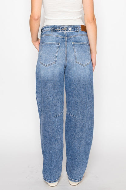 Sloane Adjustable Strap Waistband Barrel Jeans in 9 (28) view 5 (bottom)