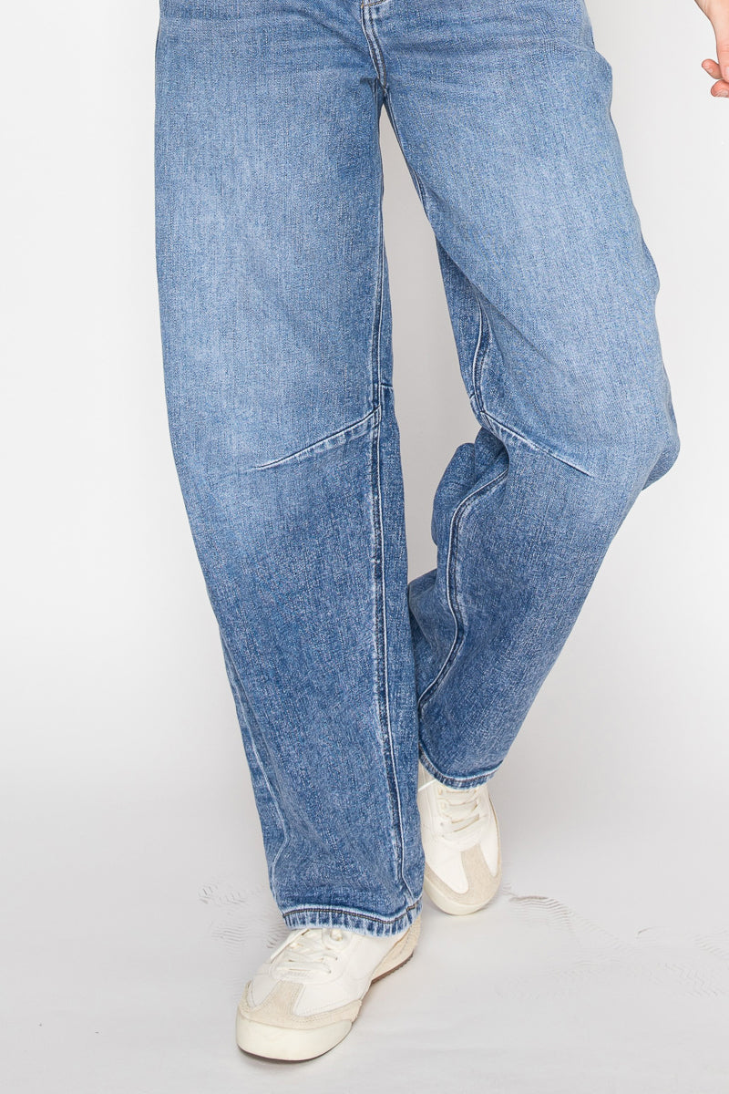 Sloane Adjustable Strap Waistband Barrel Jeans in 11 (29) view 6 (bottom)