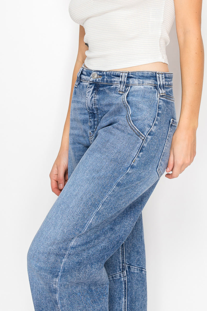 Sloane Adjustable Strap Waistband Barrel Jeans in 13 (30) view 7 (bottom)